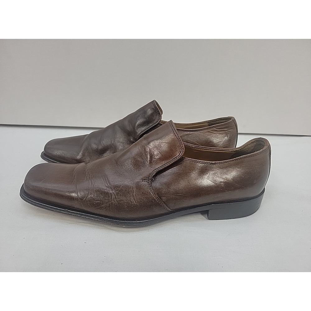 Mercanti Fiorentini Mens Brown Leather Loafers Slip On Dress Shoes Size 9 Italy